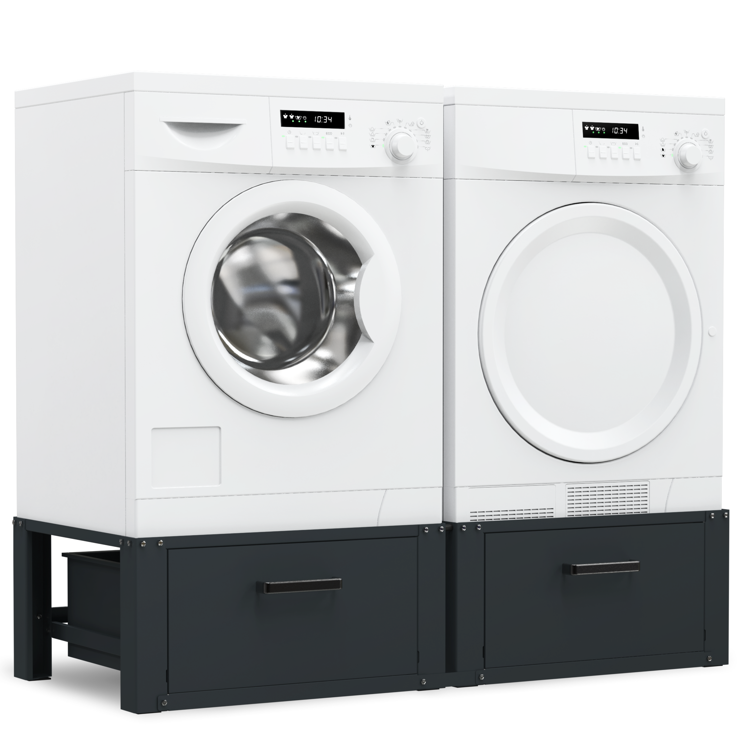 Wasmachine Verhoger - Dubbele Verhoger Met Opberglade - Zwart - Beschadigd/Geretourneerd