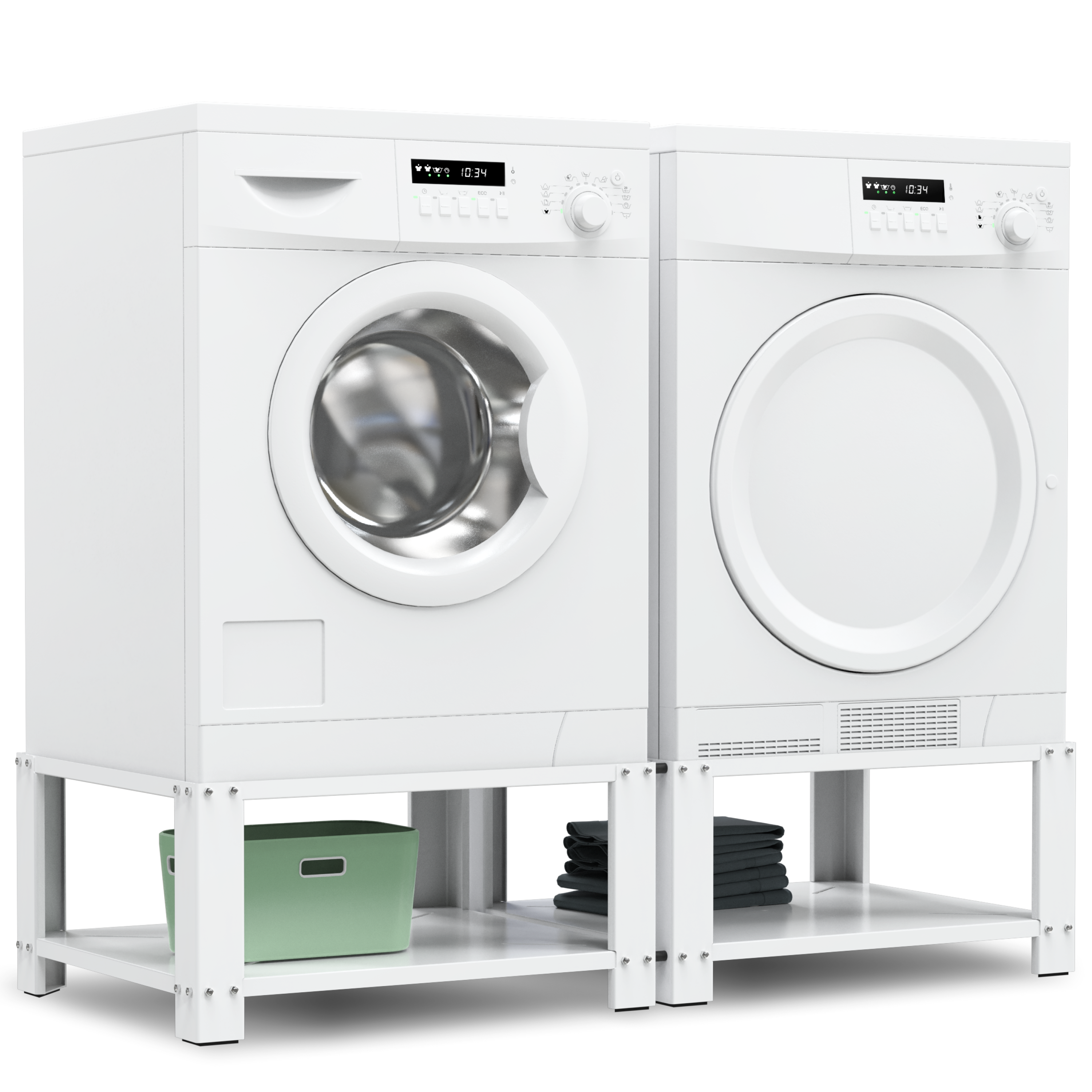 Wasmachine Verhoger - Dubbele Verhoger Met Legplank - Wit