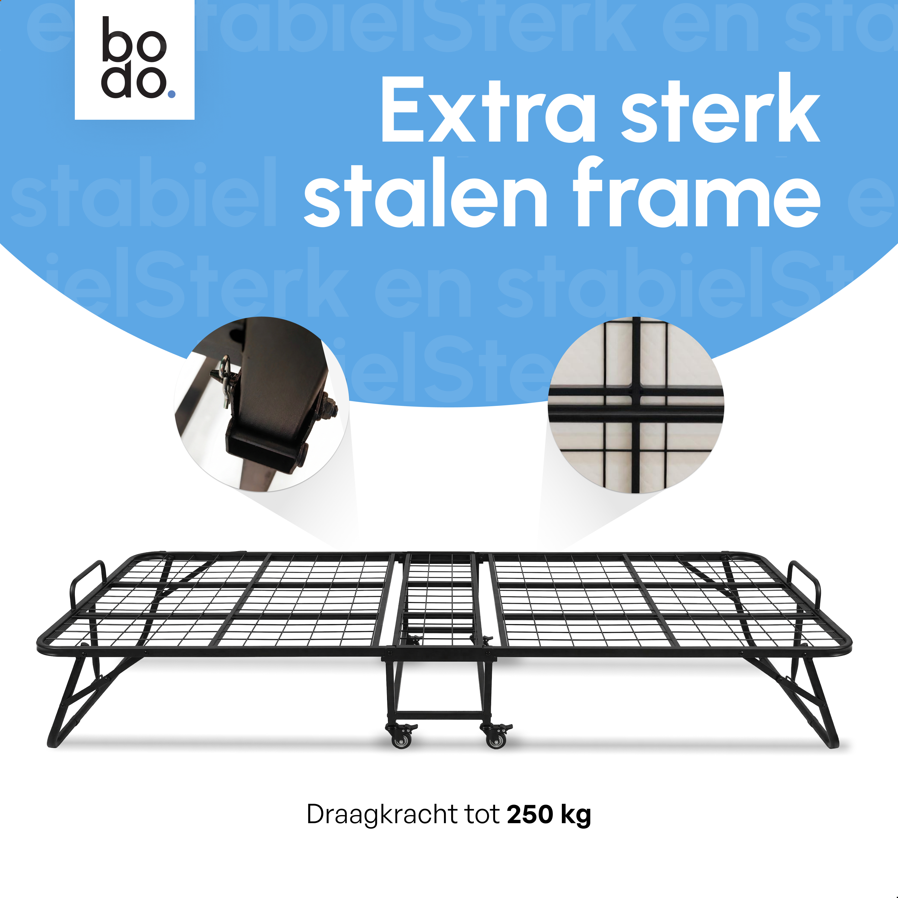 Logeerbed 120×200 met Matras - Vouwbed - Luxe - Tot 250 kg - Zwart