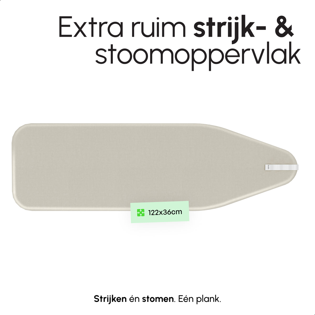 Strijkplank 135x46 cm - Verticaal Stomen - Ascend Flex - Crème