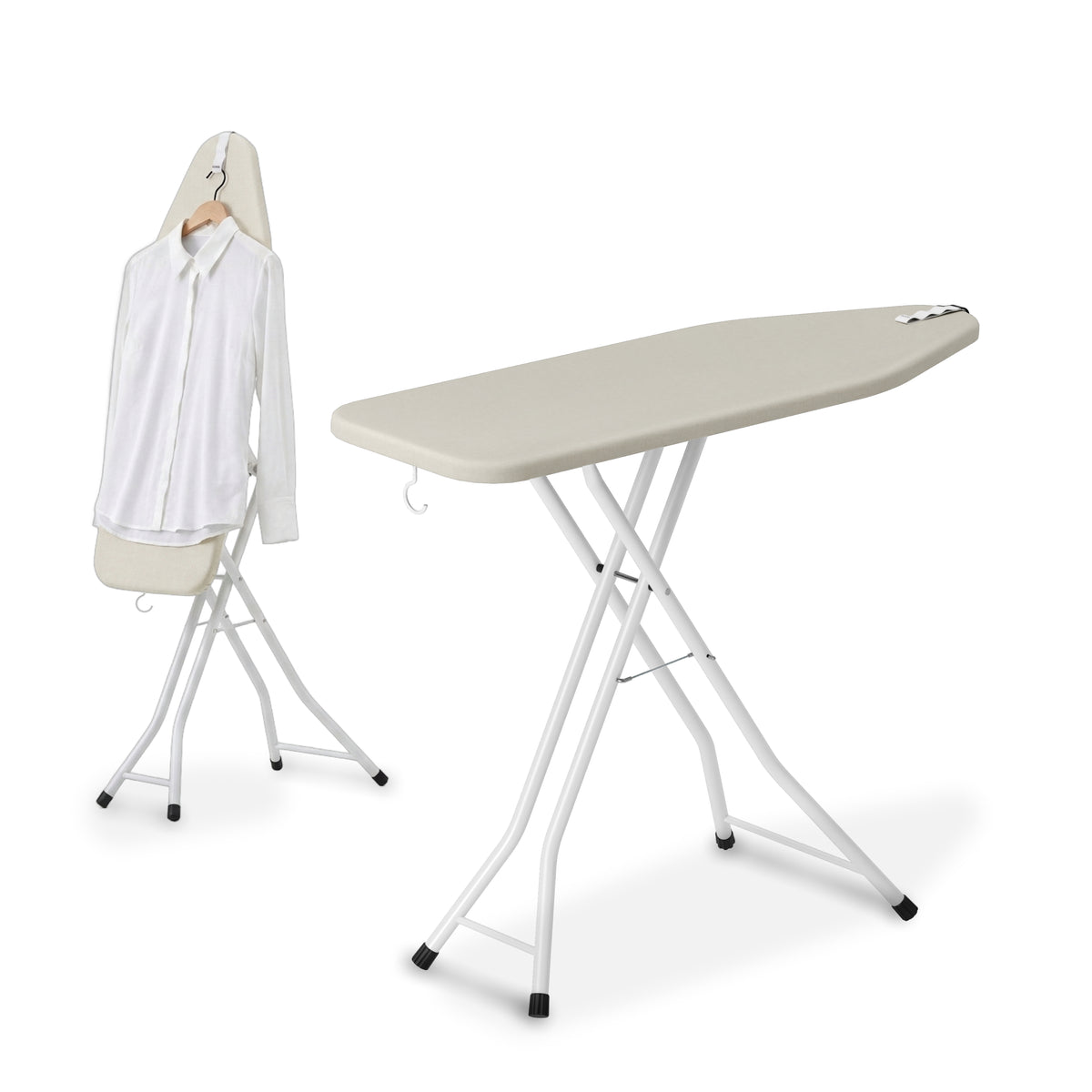 Strijkplank 135x46 cm - Verticaal Stomen - Ascend Flex - Crème