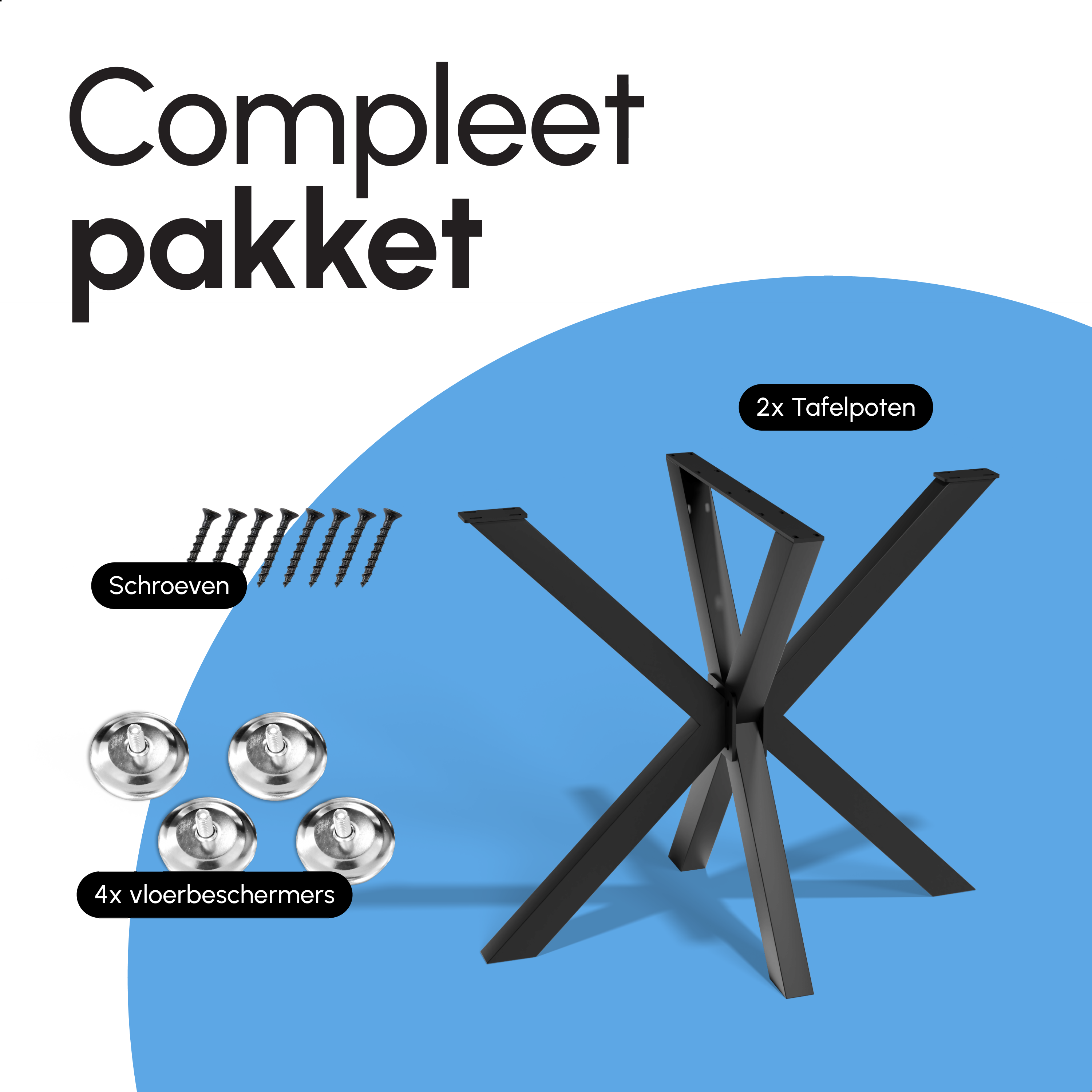Tafelpoten - Stalen onderstel X 71x85x85cm Set - Matrix - poot Oberau
