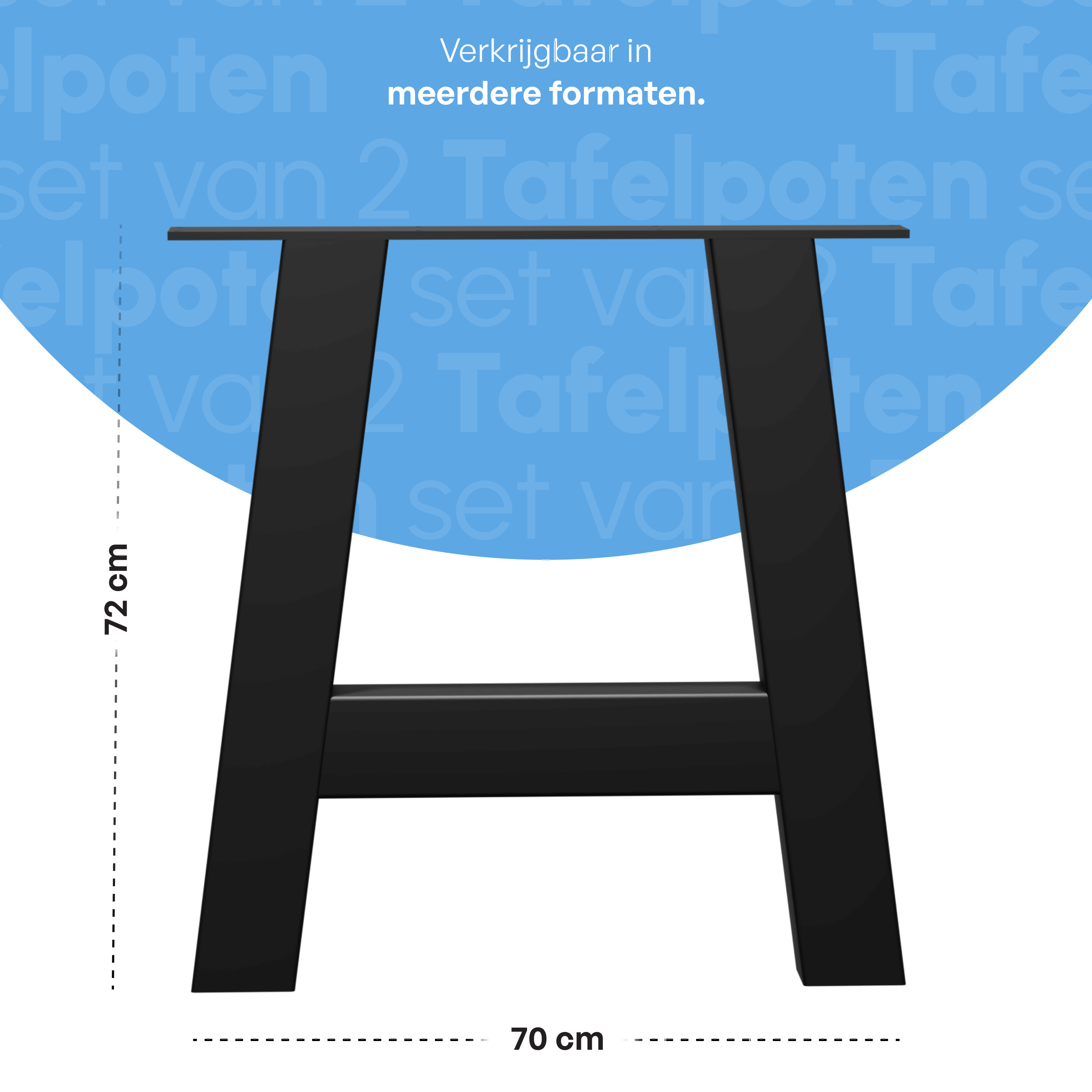 Tafelpoten - Stalen onderstel A 70x72cm Set