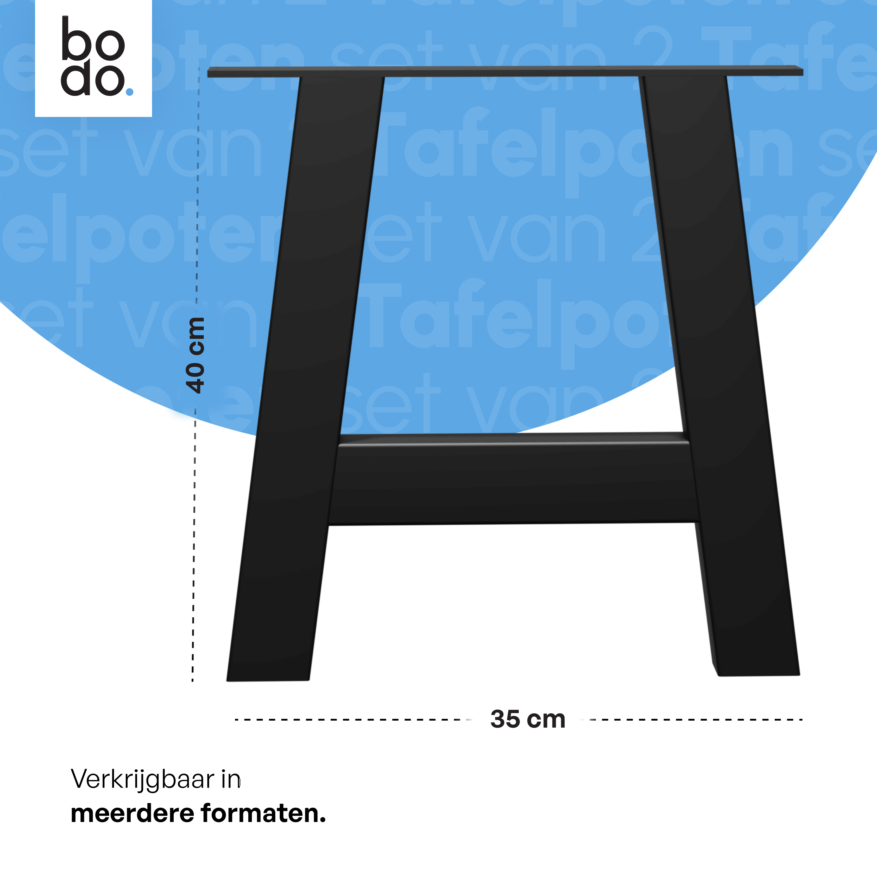 Tafelpoten - Stalen onderstel A 35x40cm Set