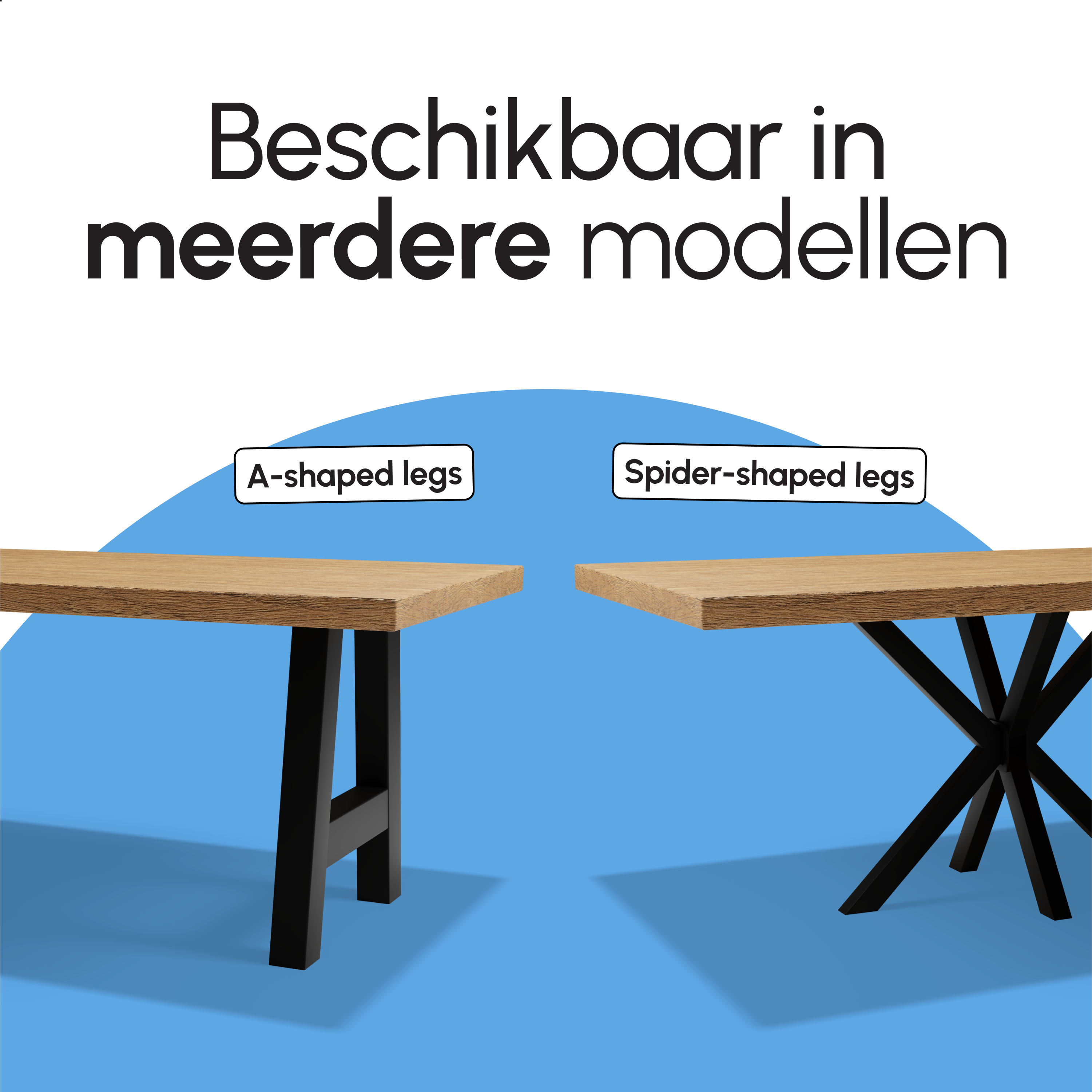 Tafelpoten - Stalen onderstel X 60x72cm Set van 2 - Mat Zwart