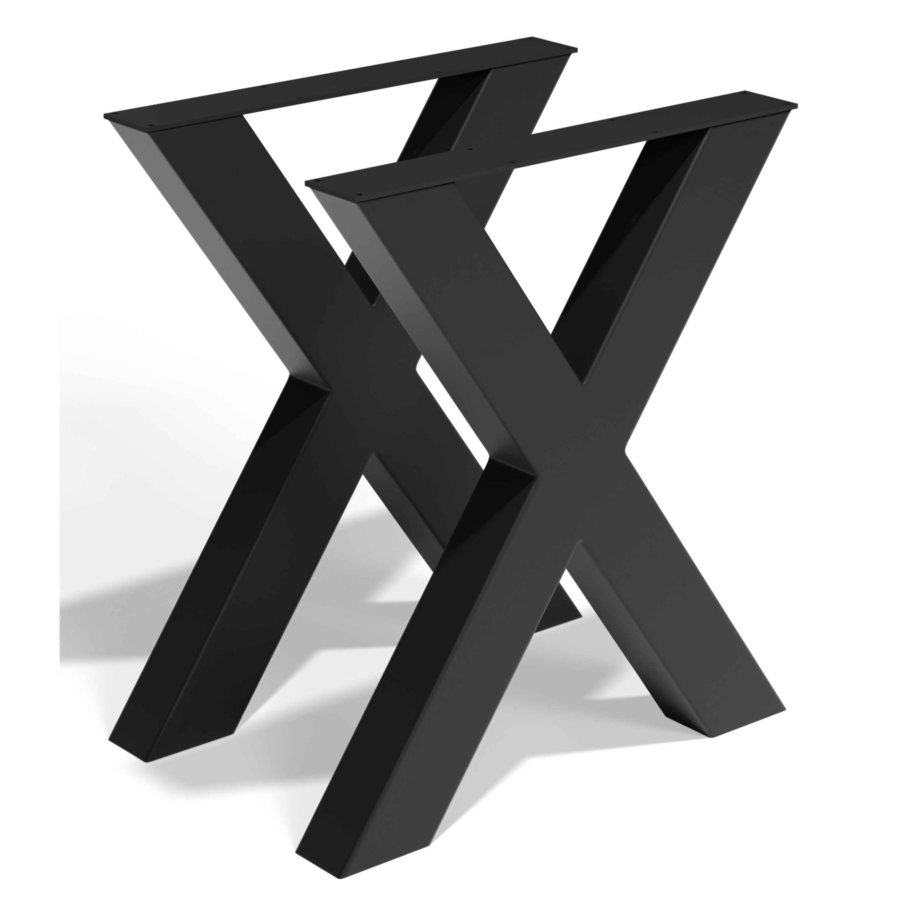 Tafelpoten - Stalen onderstel X 60x72cm Set van 2 - Mat Zwart