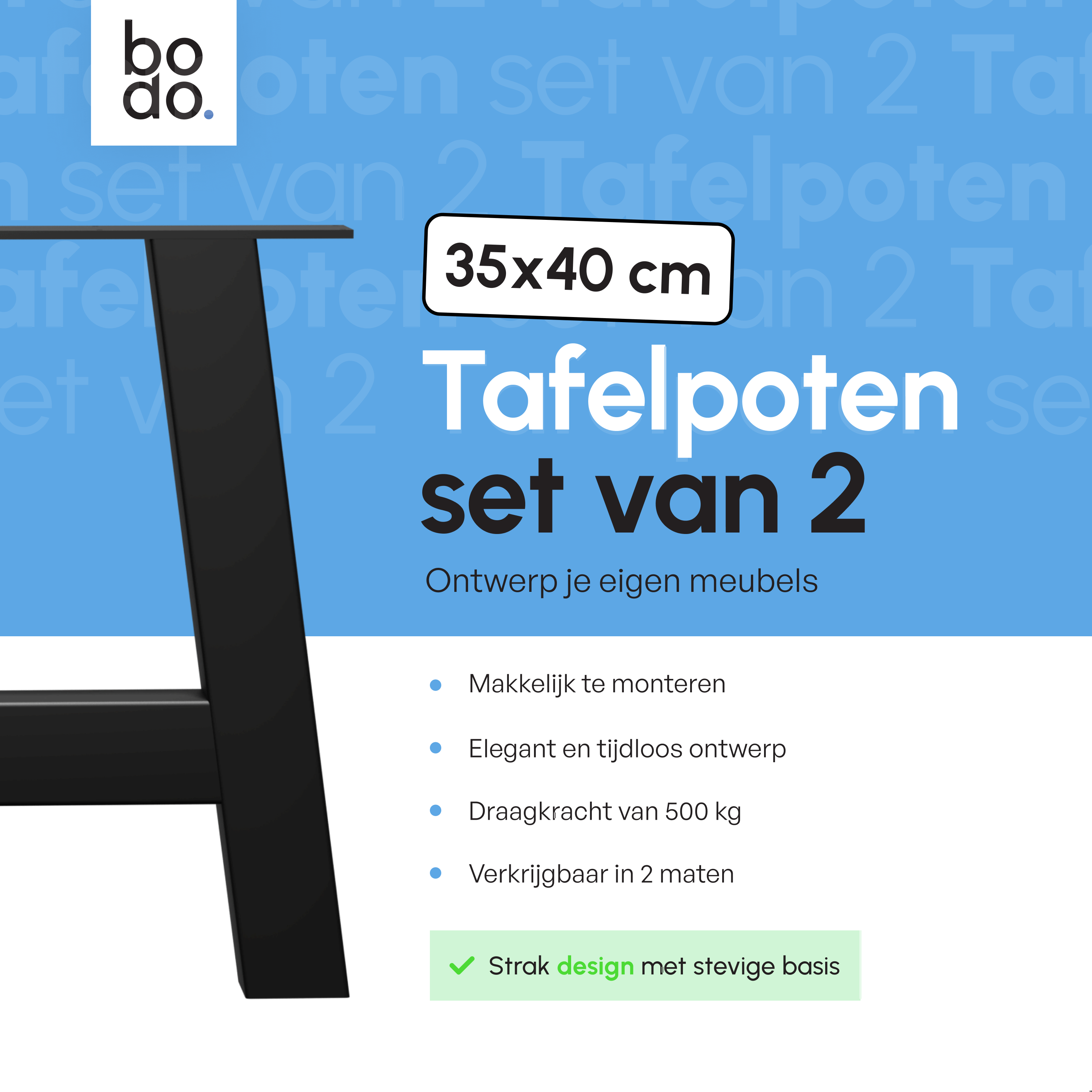 Tafelpoten - Stalen onderstel A 35x40cm Set