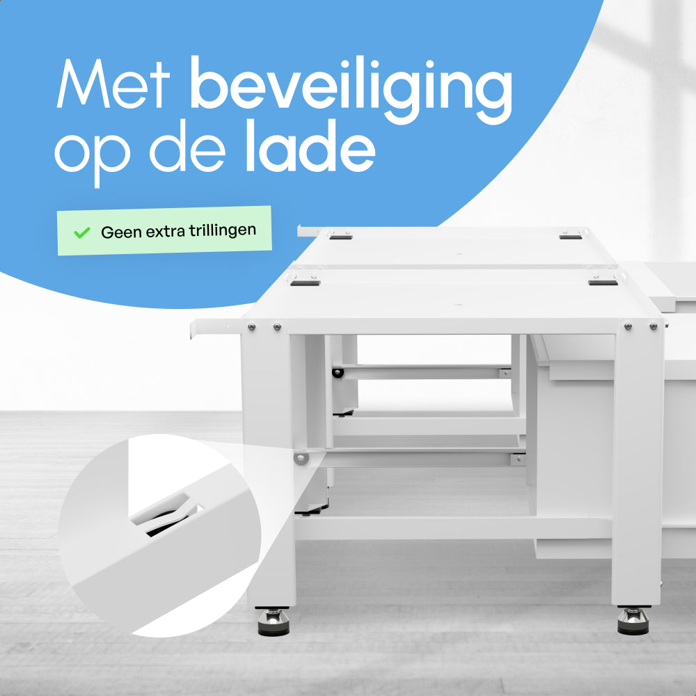 Wasmachine Verhoger - Dubbel - Kast - Ombouw met Lade - Wit - 124x58x44-48cm