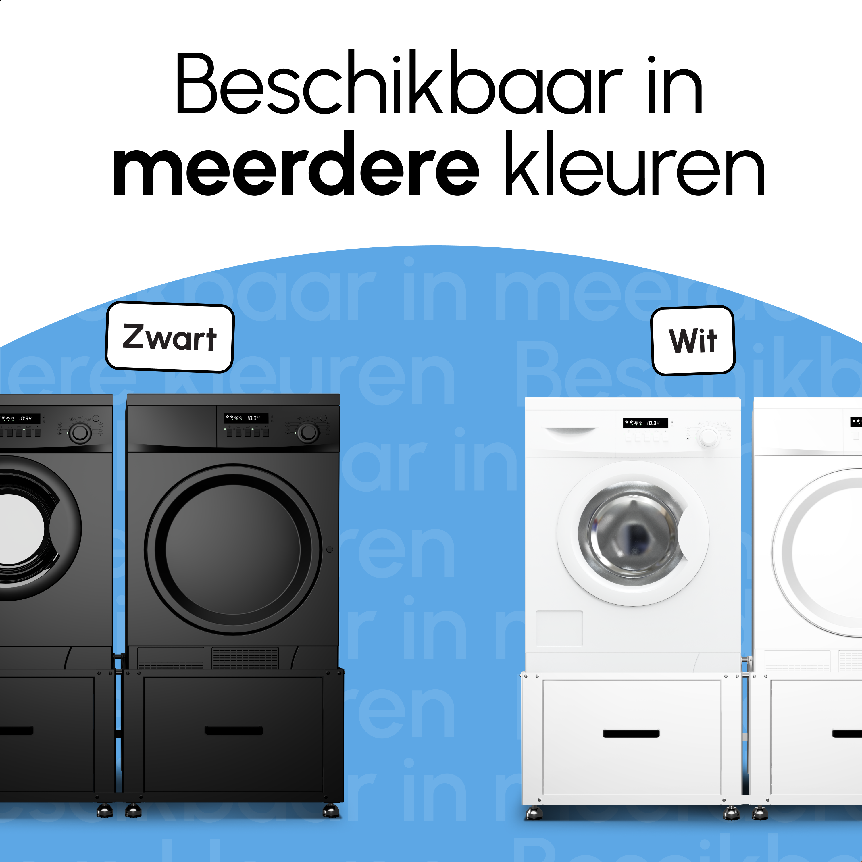 Wasmachine Verhoger - Dubbel - Kast - Ombouw met Lade - Wit - 124x58x44-48cm