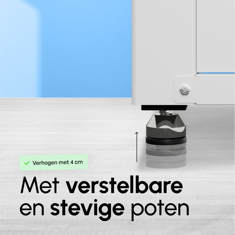 Wasmachine Verhoger met Opberglade - Wit - 61x58x48 cm