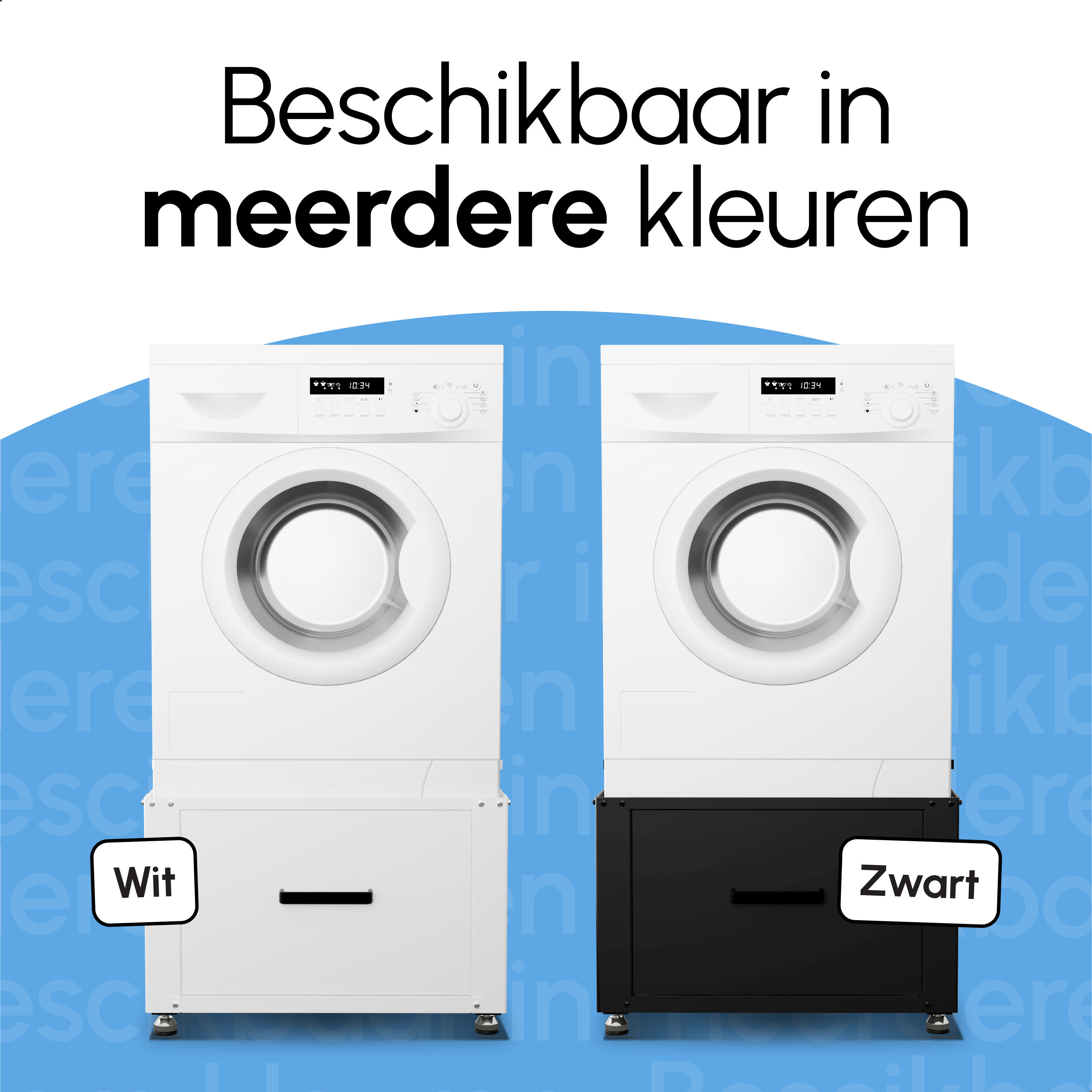 Wasmachine Verhoger met Opberglade - Wit - 61x58x48 cm