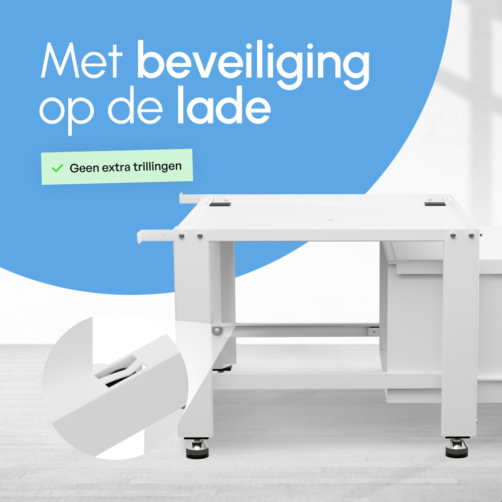 Wasmachine Verhoger met Opberglade - Wit - 61x58x48 cm