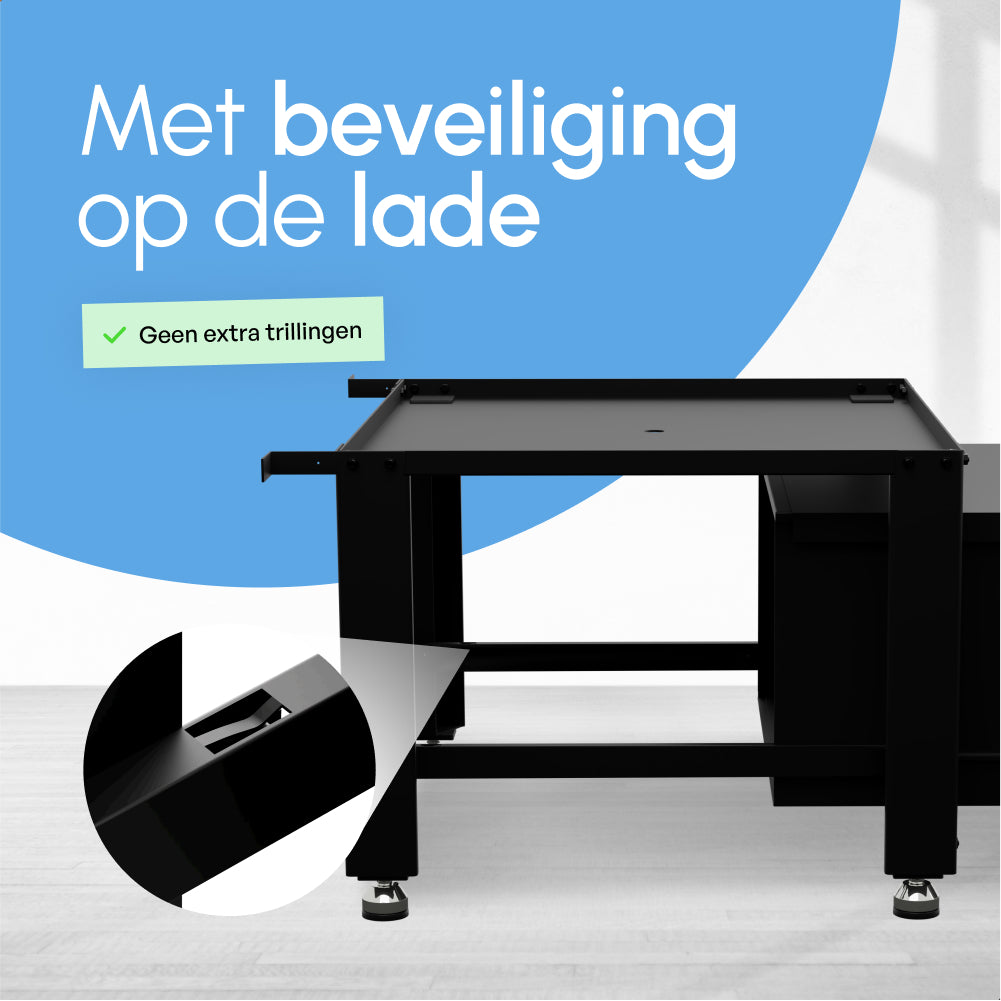 Wasmachine Verhoger met Opberglade - Zwart - 61x58x48 cm