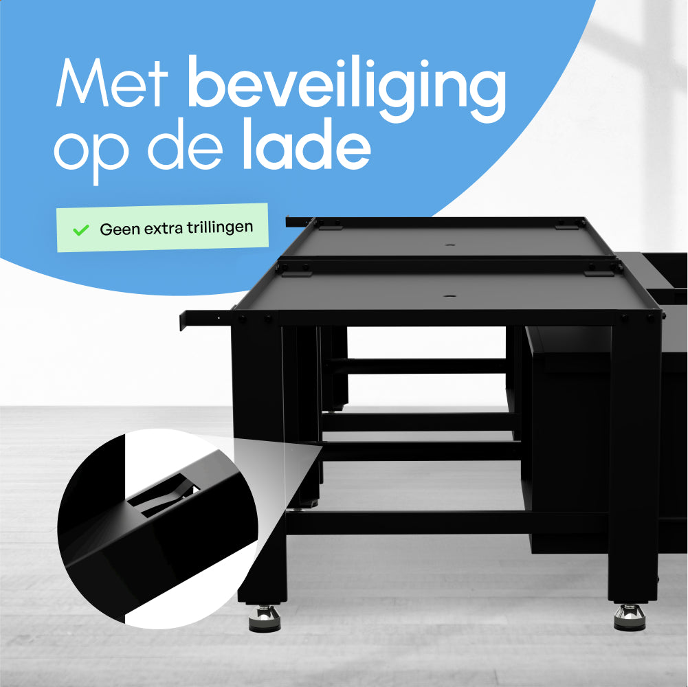 Wasmachine Verhoger - Dubbel - Kast - Ombouw met Lade - Zwart - 124x58x44-48cm