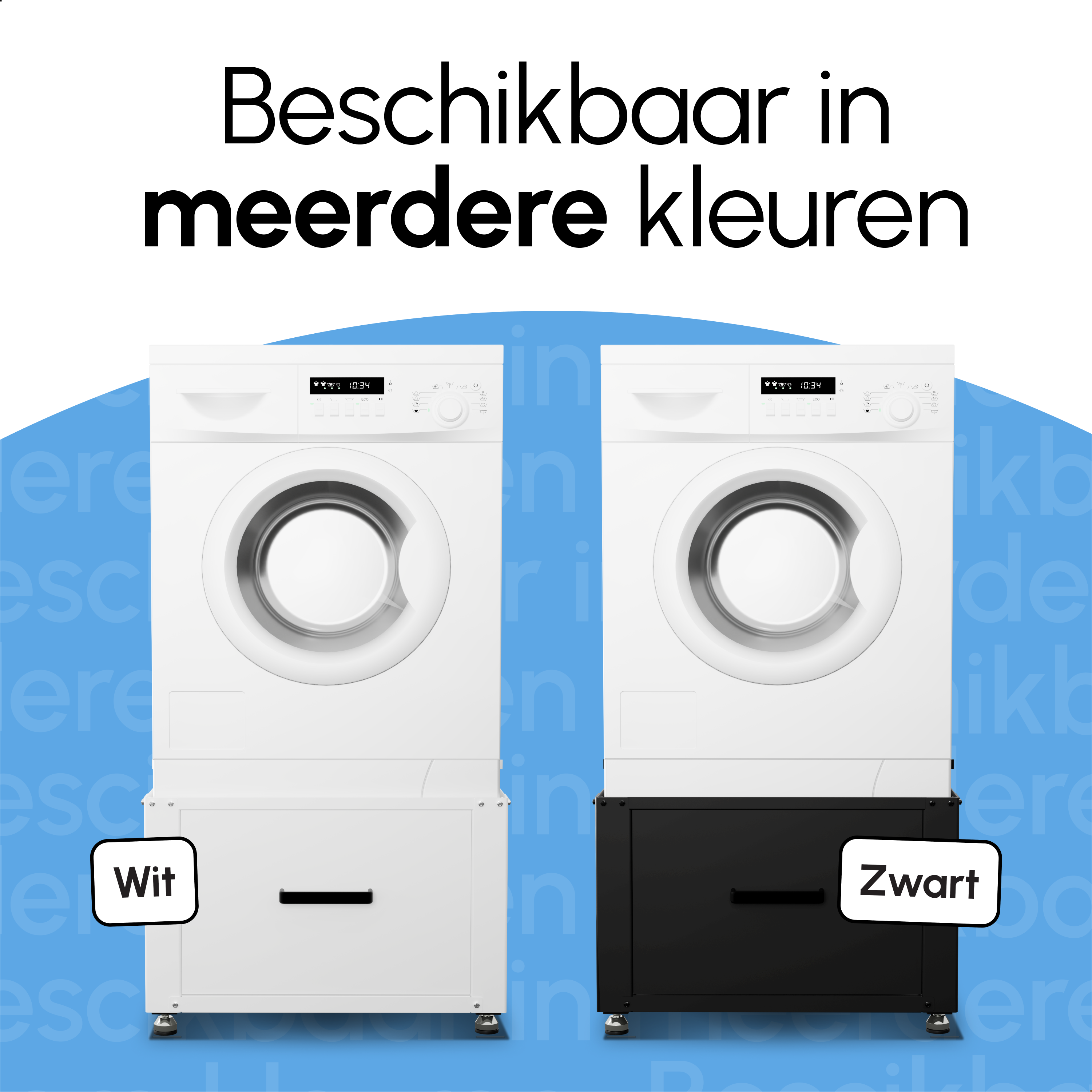 Wasmachine Verhoger met Opberglade - Zwart - 61x58x48 cm