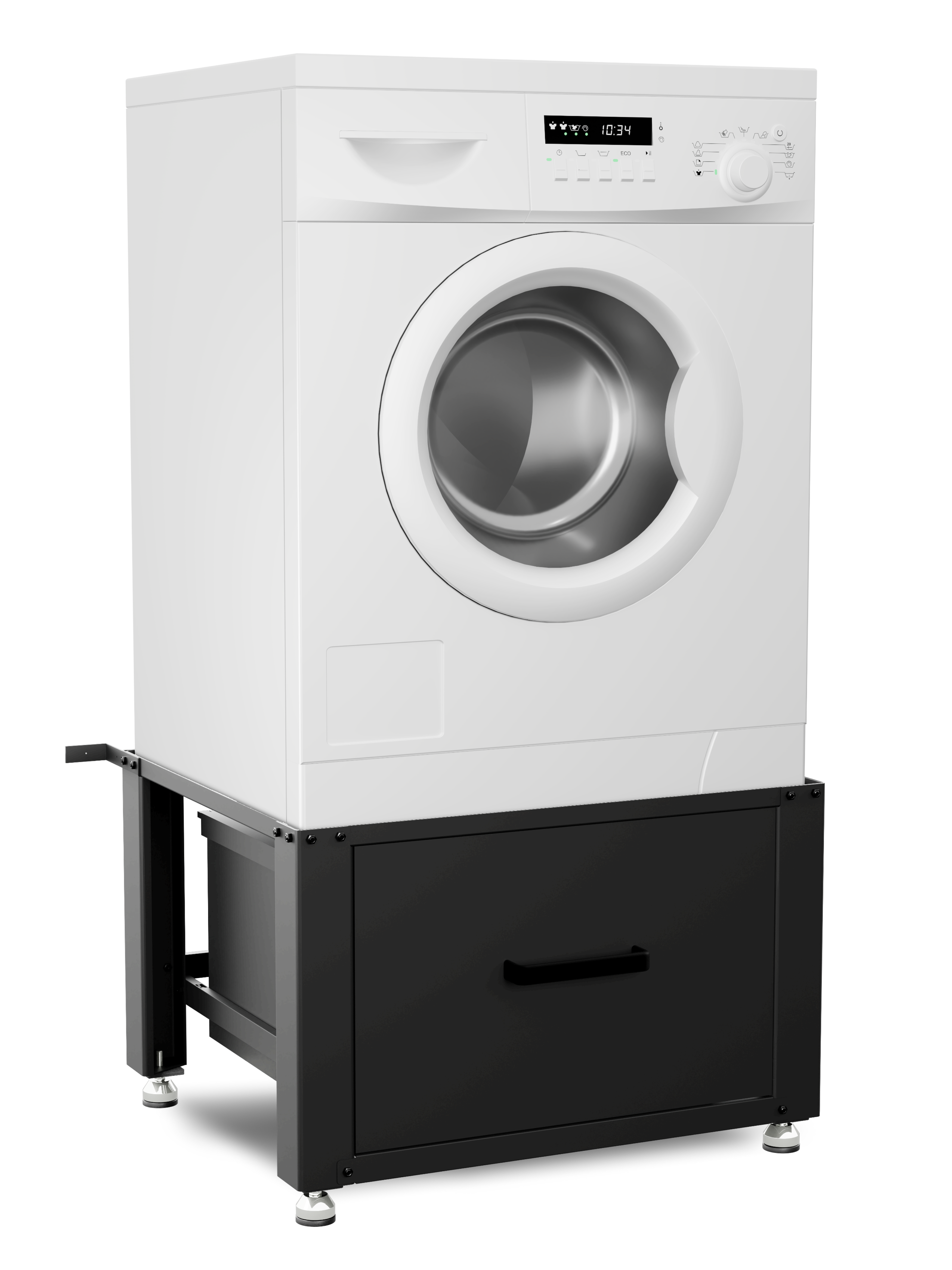 Wasmachine Verhoger met Opberglade - Zwart - 61x58x48 cm