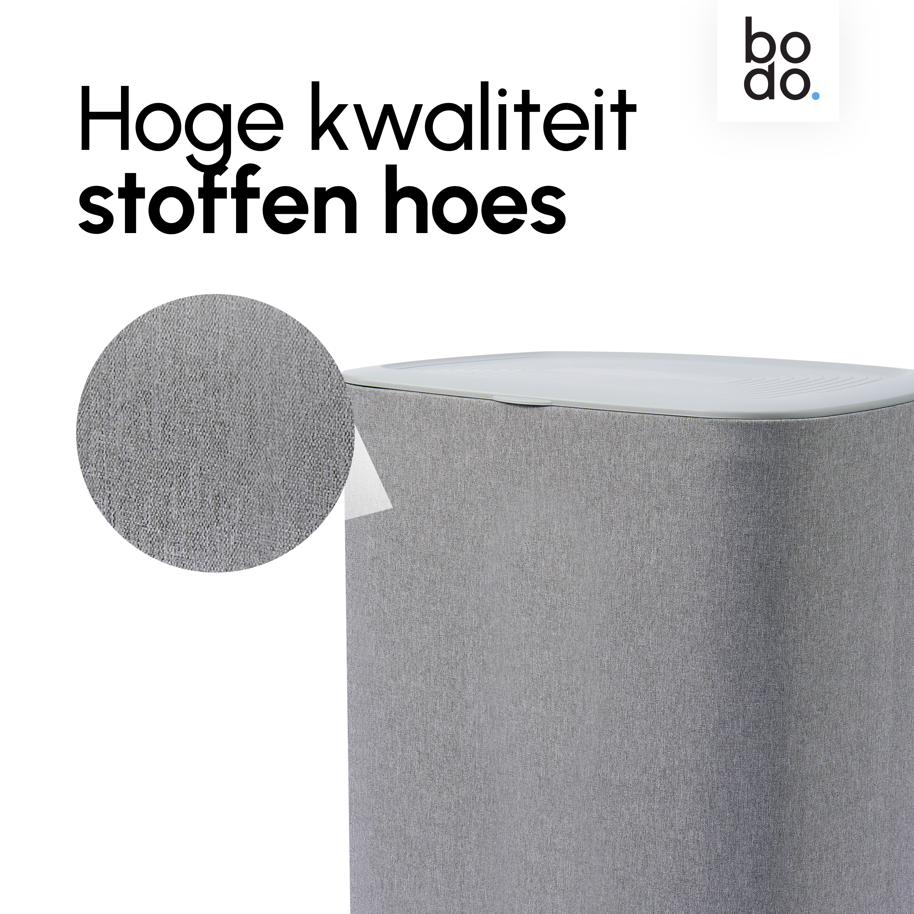 Wasmand Duosplit - Wasmand Met Deksel - 90L - 56x41x69 cm - Grijs