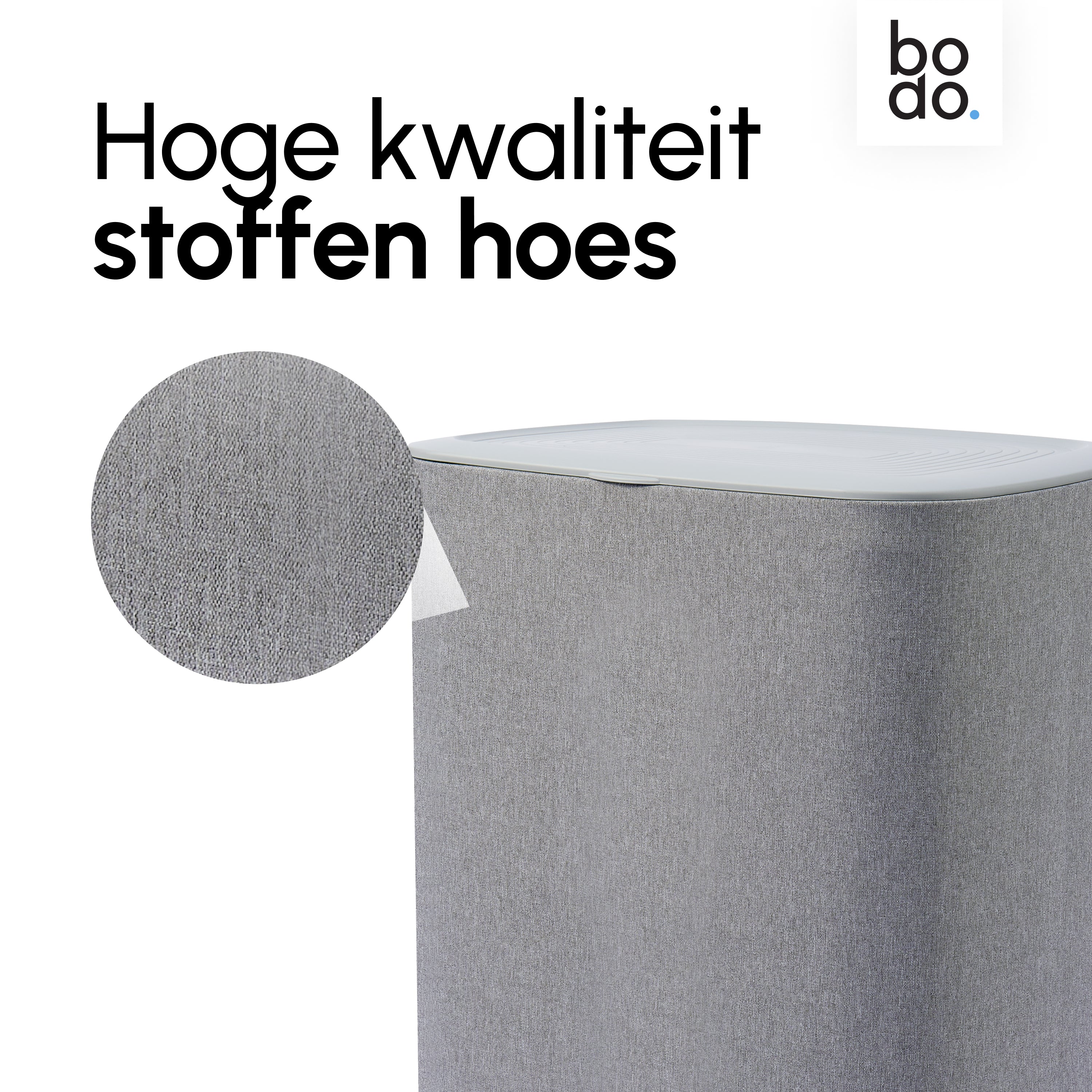 Wasmand Duosplit - Wasmand Met Deksel - 90L - 56x41x69 cm - Grijs
