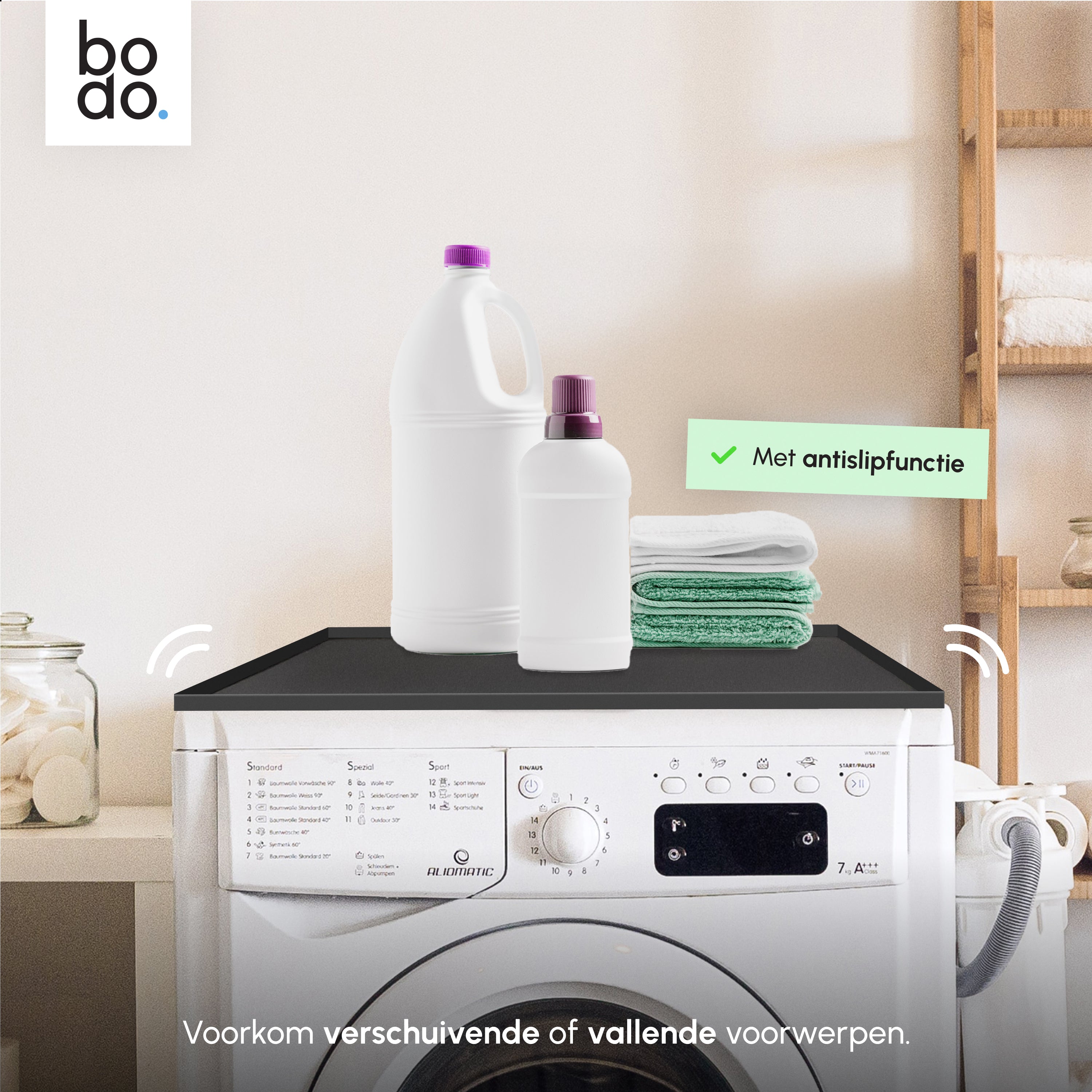 Bescherm Mat Voor Wasmachine & Droger - Silicone 60x60cm - Zwart
