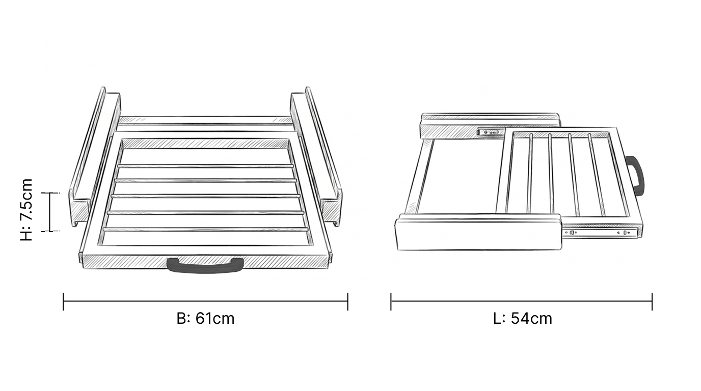Stapelkit voor Wasmachine en Droger - Stapelkit met Handdoekhouder - Inlegbare Plank - Zwart