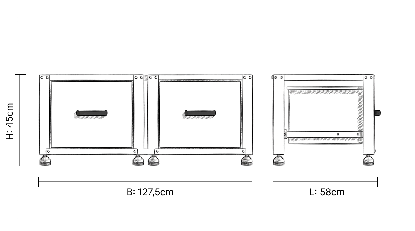 Wasmachine Verhoger - Dubbel - Kast - Ombouw met Lade - Wit - 124x58x44-48cm